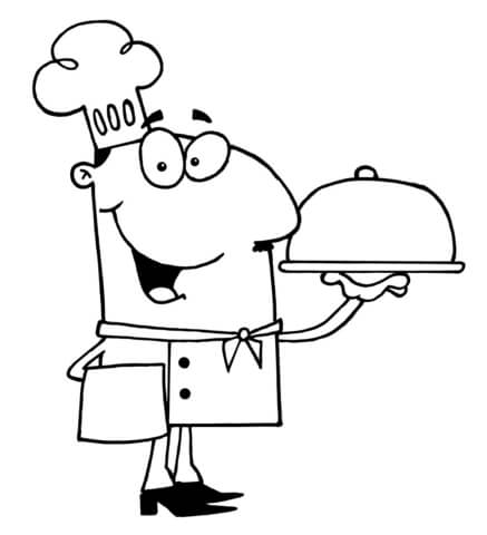 Chef Serving Dinner Coloring page