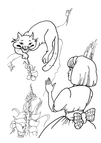 Cheshire Cat With Alice  Coloring page