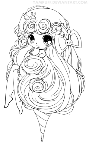 Chibi Cotton Candy Girl Coloring page