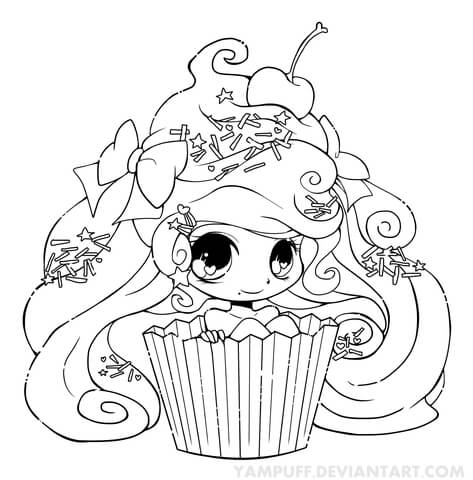 Chibi Cupcake Girl Coloring page