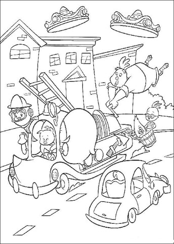 ufo in a city Coloring page