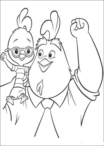 Chicken Little And his Father  Coloring page