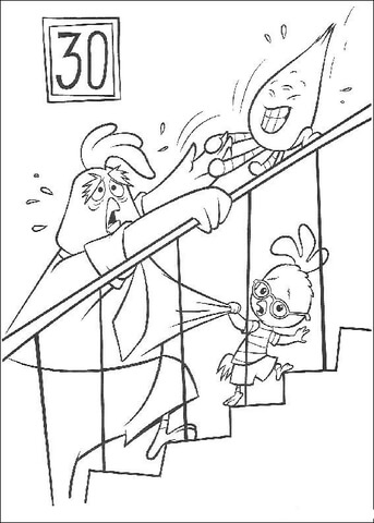 Chicken Little Asks his Father To Follow Him  Coloring page