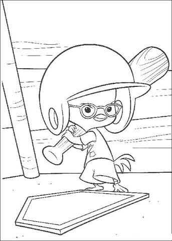 Chicken Little Is a serious Baseball player  Coloring page