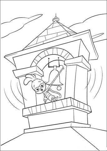 Chicken Little Is Ringing The Bell  Coloring page