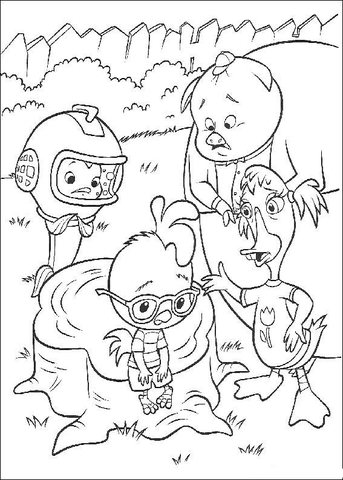 Chicken Little Is Talking With his Friends  Coloring page