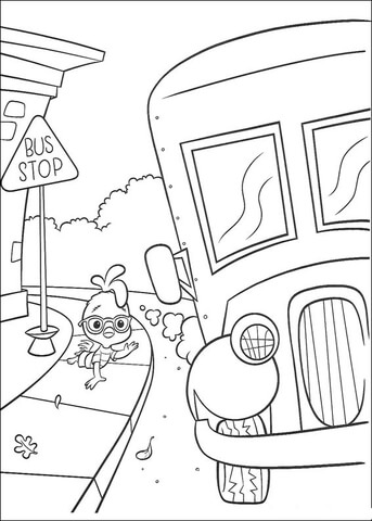 Chicken Little at the bus stop Coloring page