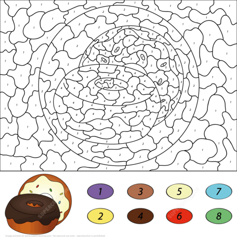 Donuts Color by Number Coloring page