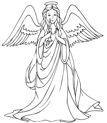 Christmas Angel with Candle  Coloring page