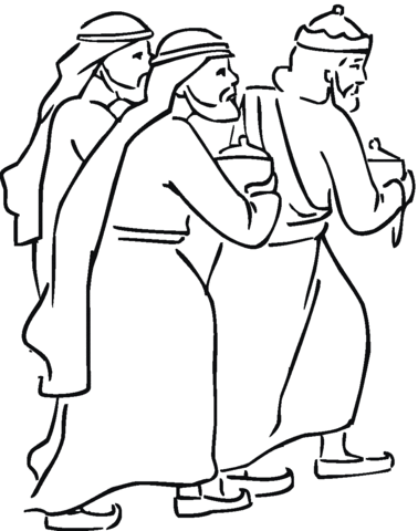 Wise men with gifts Coloring page