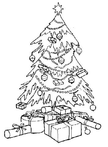 Christmas Tree and the Gifts Coloring page