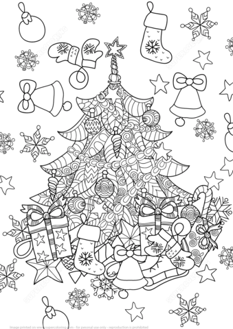 Christmas Tree Zentangle Coloring page