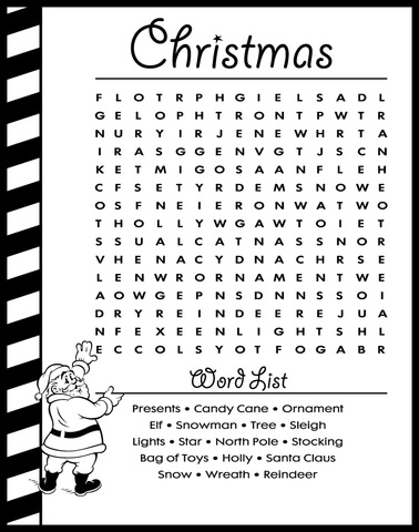 Christmas Word Search Puzzle (Learn English) Coloring page