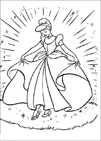 Cinderella With Her Gown Coloring page