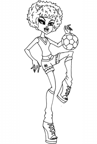 Clawdeen Playing with Ball Coloring page