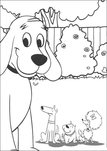 Clifford Giant And its small dog friends   Coloring page