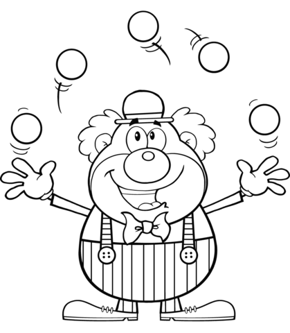 Clown Juggling Balls Coloring page