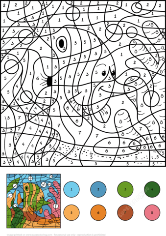 Color by Numbers Angelfish Color by Number Coloring page