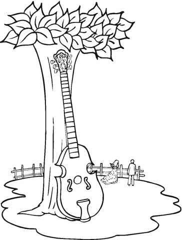 Contrabass Near The Tree  Coloring page