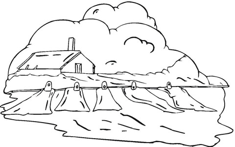 Country House In The Clouds  Coloring page