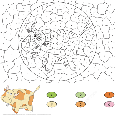 Cow Color by Number Coloring page