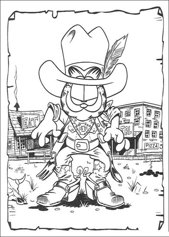 Cowboy Garfield  Coloring page