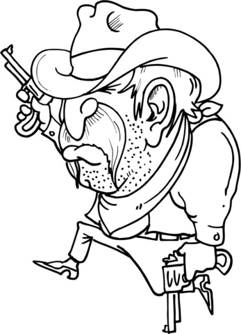 Cowboy Running Coloring page