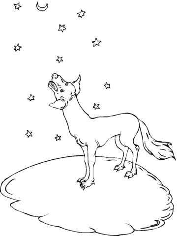 Howl at the moon coyote Coloring page