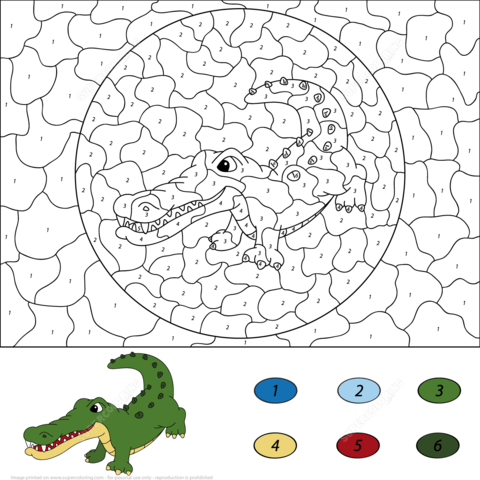 Crocodile Color by Number Coloring page