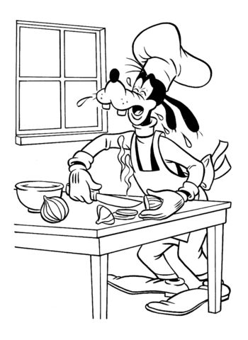 Goofy Crying Chopping Onions Coloring page