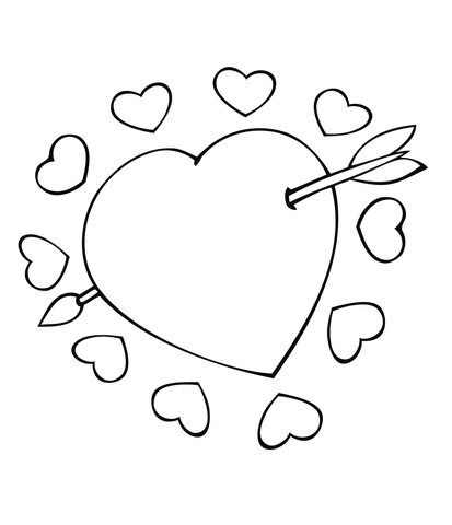 Cupid Arrow Through the Heart Coloring page