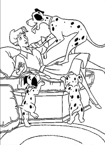 Anita Radcliffe and Dalmatians Coloring page