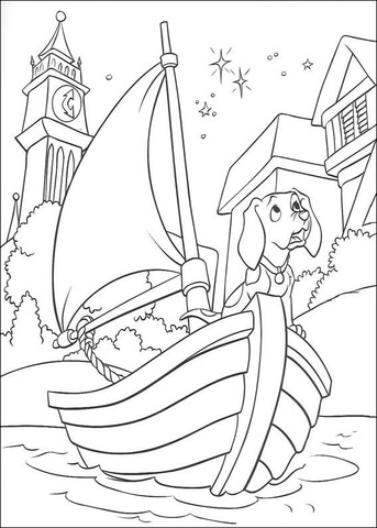 Dalmatian On a Boat  Coloring page