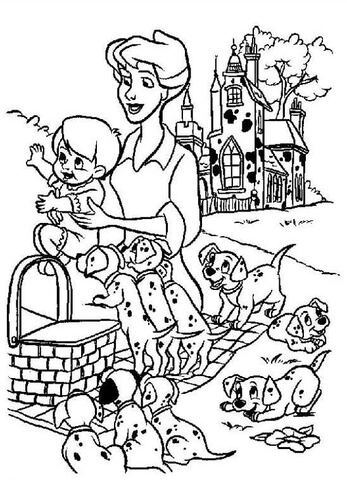 Anita with baby on a picnic  Coloring page