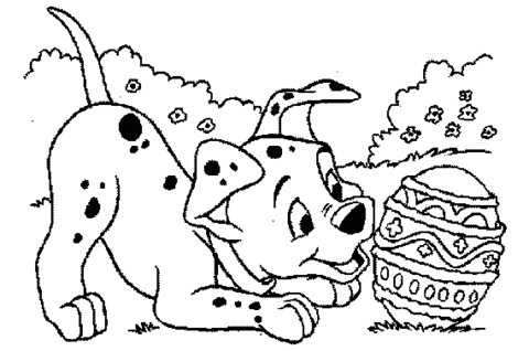 Dalmatian Play With Easter Egg  Coloring page