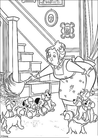 Dalmatians And Nanny  Coloring page