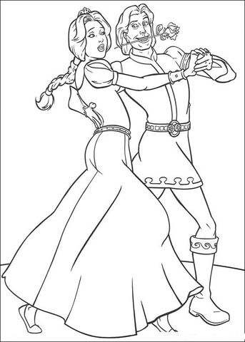 Fiona is dancing With Prince Charming  Coloring page