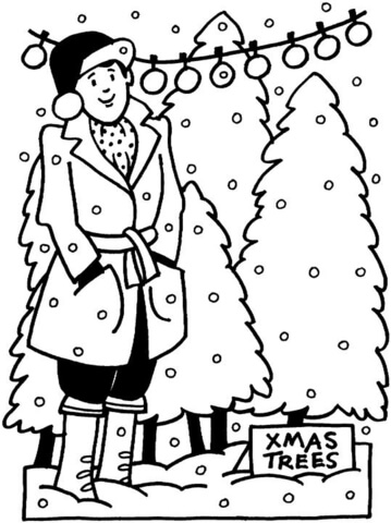 Decorating Christmas Tree  Coloring page