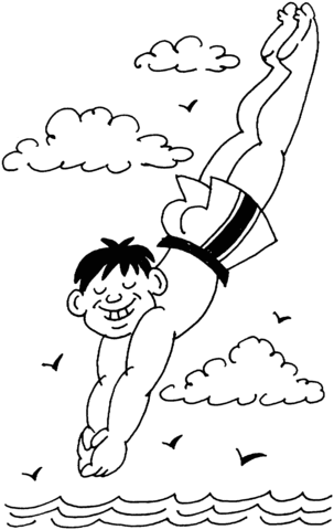 Diving Boy Coloring page