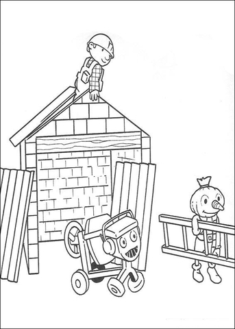 Dizzy And Spud Help Bob To Repair The House  Coloring page