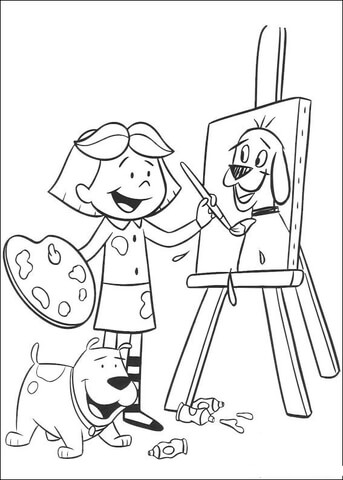 Emily is painting Clifford  Coloring page