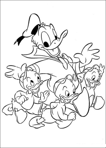 Donald And His Nephews  Coloring page