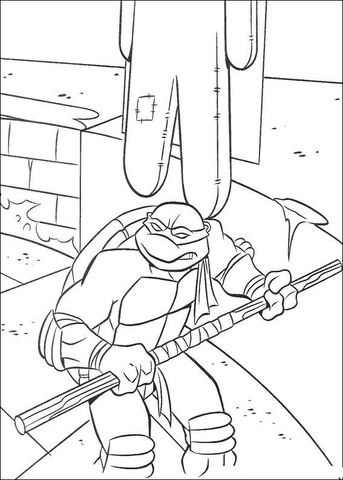 Donatello with a bЕЌ weapon Coloring page