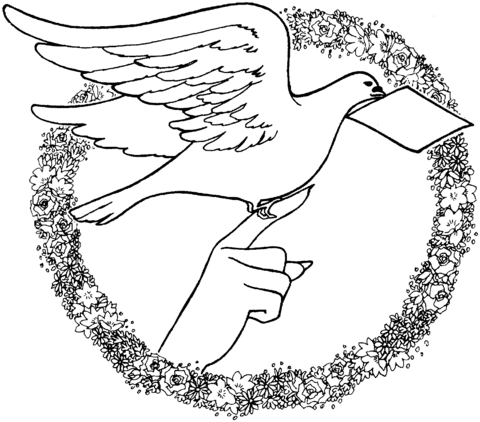 Dove Holds A Letter Coloring page