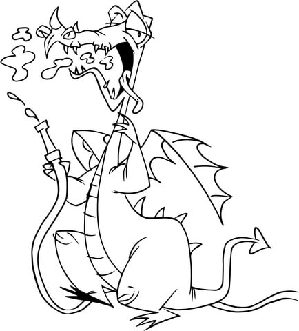 Dragon with Water Hose Coloring page