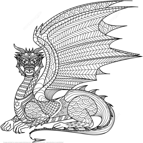 Dragon Zentangle Coloring page