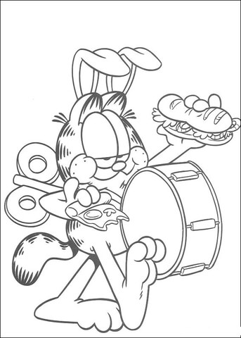 Drumming and eating  Coloring page