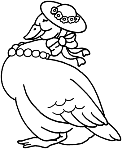 Duck With Hat And Pearl Coloring page