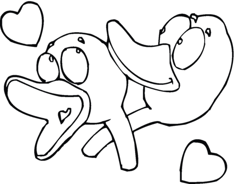 Ducks Fall In Love Coloring page