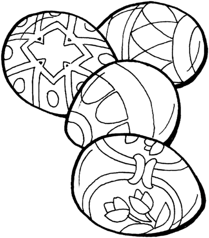 Four easter eggs Coloring page